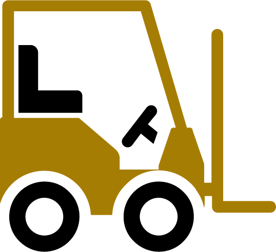 Icon van een heftruck in de huisstiljl kleuren van Yuvaraaj Trading